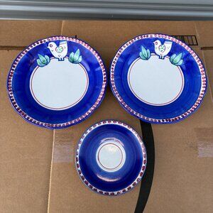 Vietri Solimene Campagna Chicken 10" Plate (2) & 6.5" Saucer